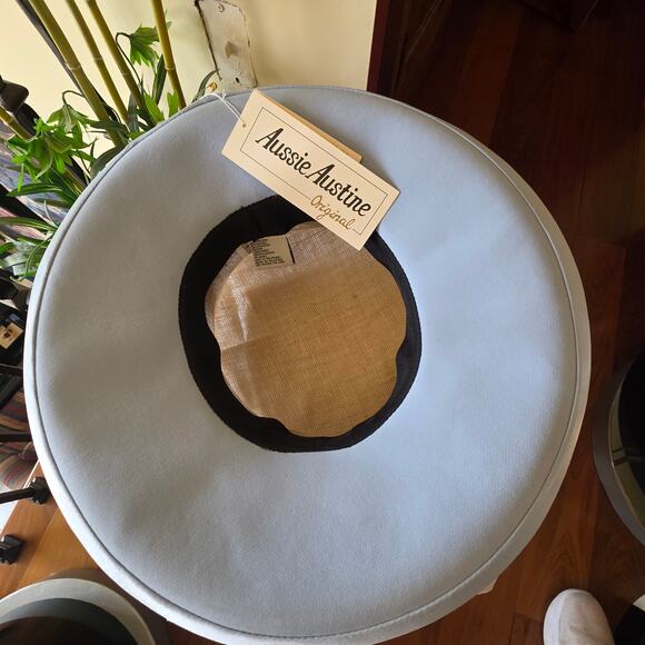 NWT Aussie Austine baby blue hat with burlap rose and accents - Picture 6 of 6